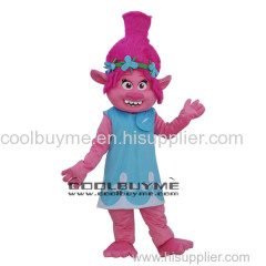 Long Plush Rose Red TROLLS GNOME For Adult Size Mascot Costume Outfits For Halloween Party