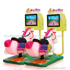 Hot Sale 3D Video Games Machine Childrens Happy Kiddie Rides 3D Horse Game Console Swing Game Machine For Amusement Park
