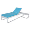 waterproof blue relaxing recliner outdoor chaise lounge chair and table malaysia Aluminium Garden Rattan sunlounger