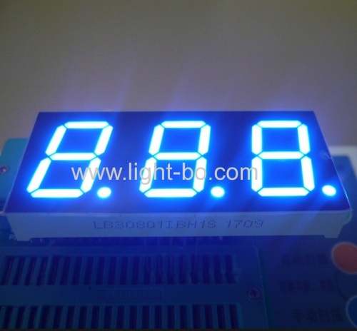 Ultra blue 7 segment led display common anode triple digit 0.8" for instrument panel