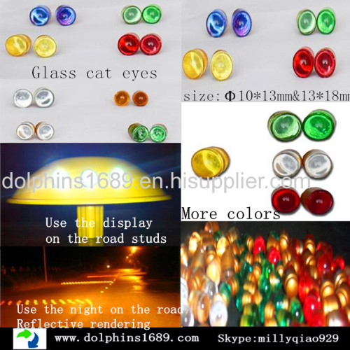 Glass cat eyes of road studs