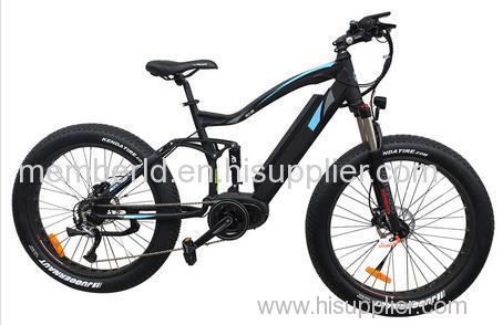 26*4.0 mid drive fat tire full suspension electric mountain bike