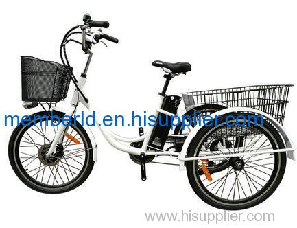 24inch adult 48v350w aluminum frame basket electric tricycle