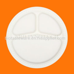 3 Parts Biodegradation Compostable Cornstarch Eco-Friendly Disposable Plate Dishes
