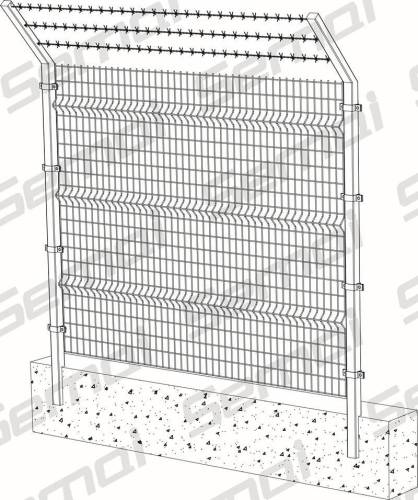 Welded Fence with Barbed Wire Type