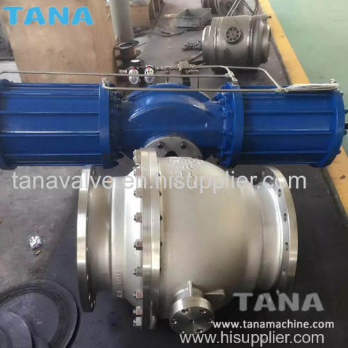 High quality carbon steel A216 WCB flanged ends trunnion mounted ball valve with pneumatic actuator