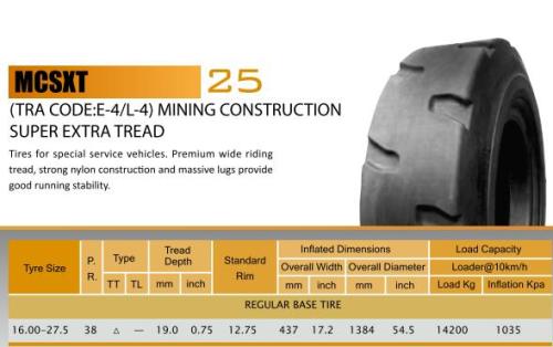 16.00-27.5 E4/L4 OTR TIRES for mining constructions 