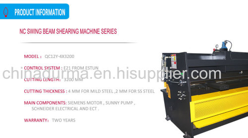 4*3200 hydraulic shearing machine specifications for 4mm mild plate cutting 