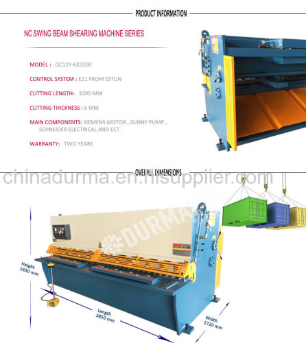 6mm steel plate automatic hydraulic sheet metal cutting machine with E21s control system