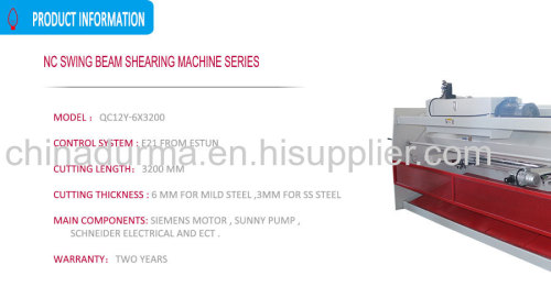 China 6*3200 plate hydraulic shearing machine with certificate