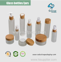 HOT 30ml/50ml/100ml/120ml/150ml frosted glass jar Bamboo lid in stock