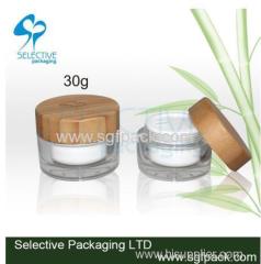 eco bamboo jar container round 30g/50g plastic acrylic cream jar and wooden jar lids