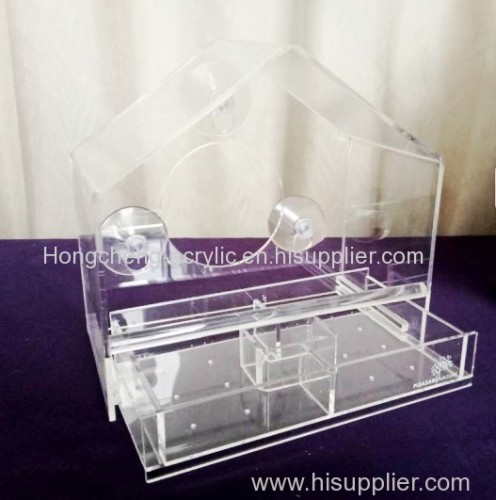 crystal clear acrylic bird feeder window bird feeder house plastic clear acrylic feed tray