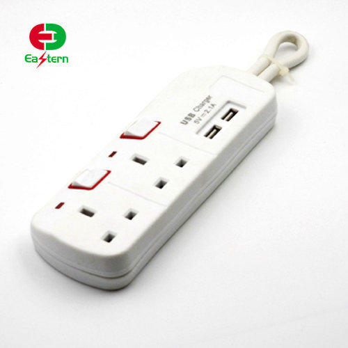 BS UK Power Strip 2 outlet with individual switch and 2 USB port