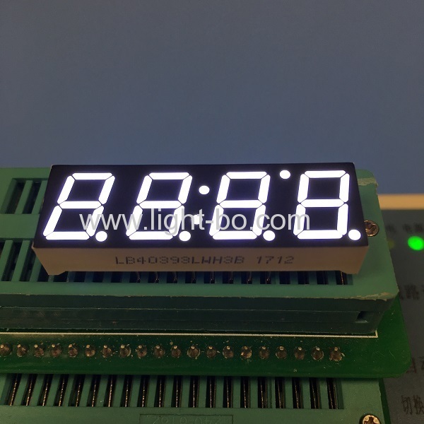 Ultra white 0.39" common cathode 4 digit 7 segment led clock display for home appliances