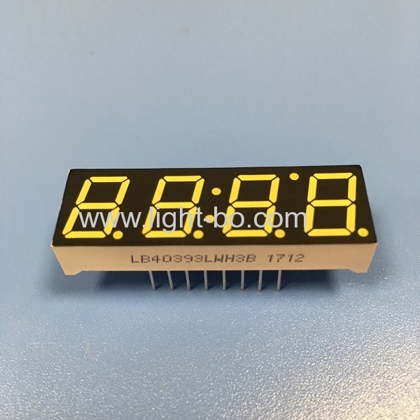 Ultra white 0.39" common cathode 4 digit 7 segment led clock display for home appliances