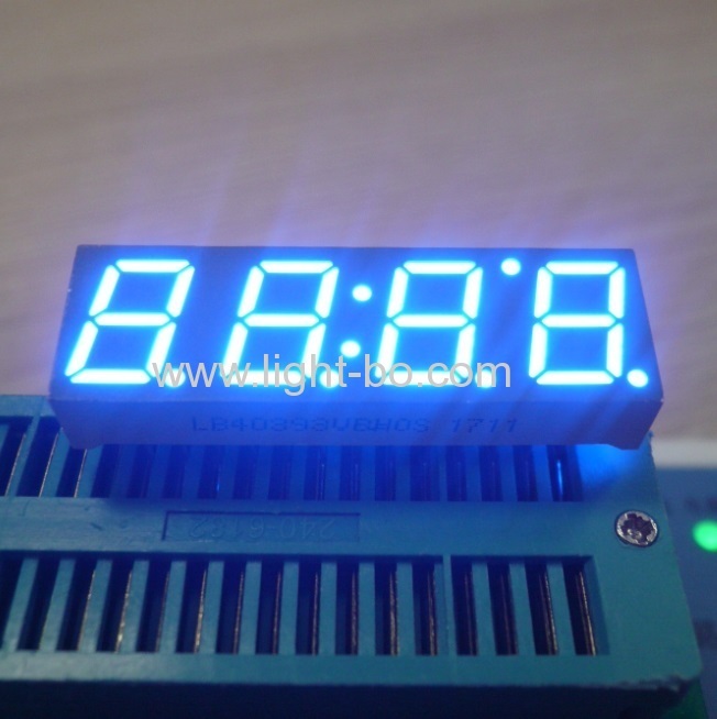 Ultra blue common anode 10mm 4 digit 7 segment led clock display for STB