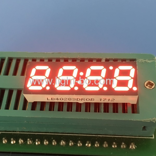 Super red 0.28" 4 digit 7 segment led clock display common cathode for instrument panel