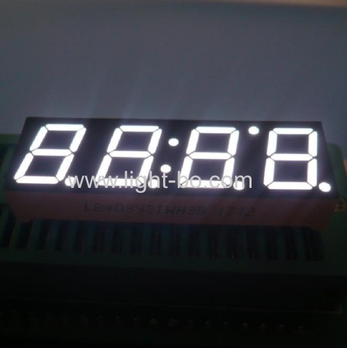 Ultra Bright White 4-Digit 0.39" ( 10mm) 7-Segment LED Clock Display for instrument panel