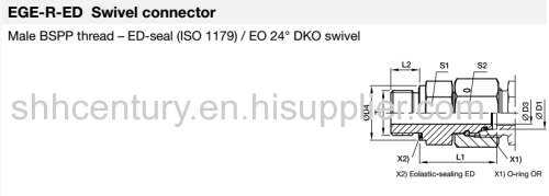 Stainless Steel 304 Hydraulic Adapter EGE-R-EDOMD71 2BC/2BD BSPP Male Thread To Metric Female Thread