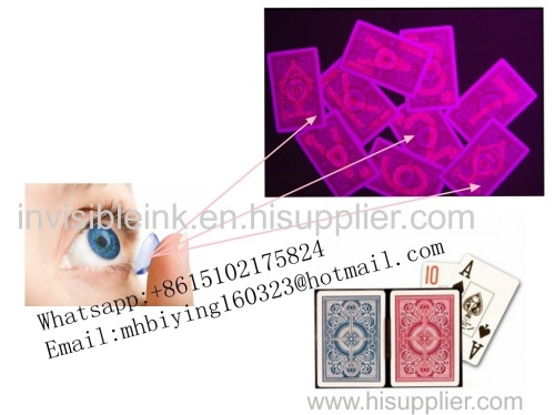 Poker club red color 100% plastic luminous marked cards/uv contact lenses/invisible ink/magic trick/casino cheat china