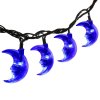 20 LED Moon Shaped String Lights Two Lighting Mode and Solar Energy for House Party Festival Decor(BLUE)