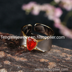 Simple design fashion silver gemstone jewelry Ring