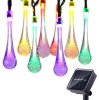 20 LED Water Aque Drop Solar Fairy Lights Waterproof String Lights for Garden Patio Yard Home Parties Multi Color