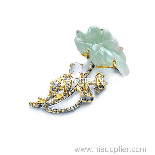 New product for sale silver jewelry gemstone pendant pin jadeite brooch