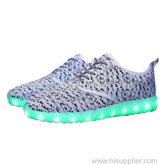 Charcoal fly knitting shoes with LED lights manufactor