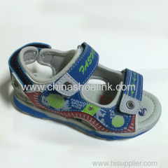 Grey leather sport sandal manufactor