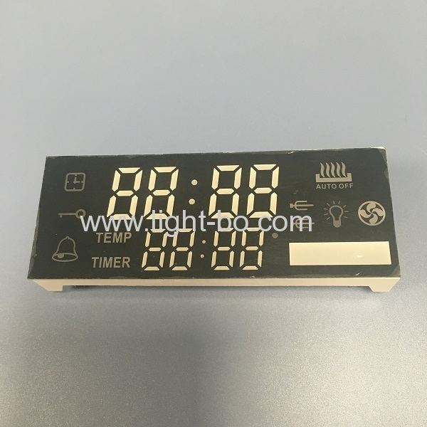 Customized pure green & ultra white 8 digit 7 segment led display for oven