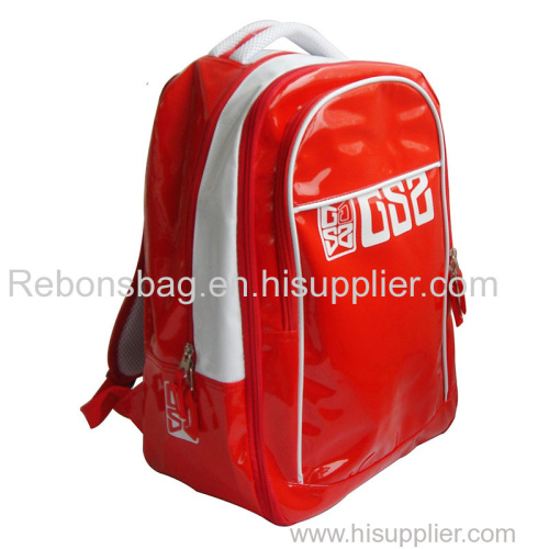 Red Glossy Shiny Waterproof PVC Leisure Bag Backpack