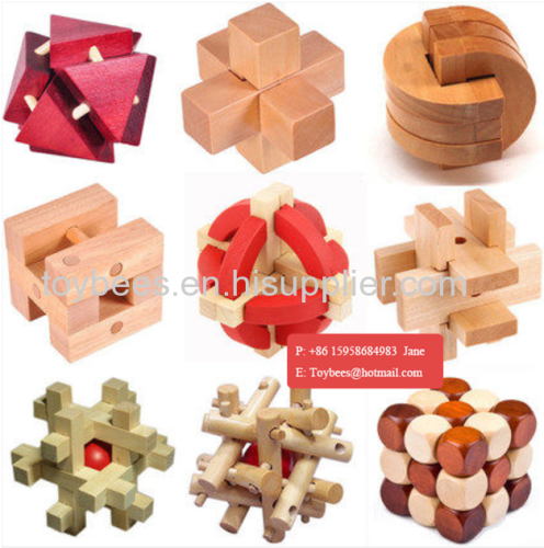 Wooden Kongming Luban Lock Puzzles Toys Good Gifts for Children Brain Training