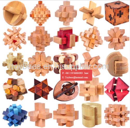 Wooden Kongming Luban Lock Puzzles Toys Good Gifts for Children Brain Training