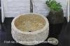 CHSTONE Beige marble bathroom round vessel sinks natural stone wash basin