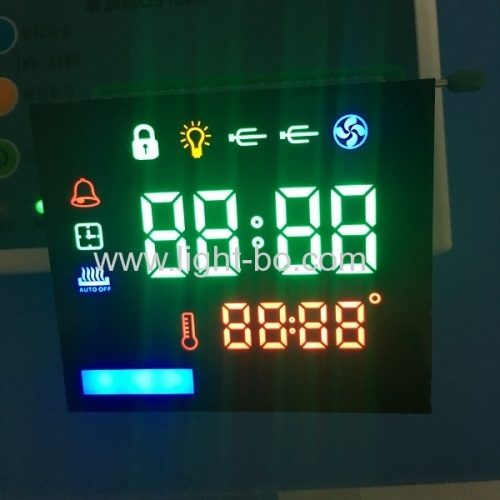 Customized pure green & ultra white 8 digit 7 segment led display for oven