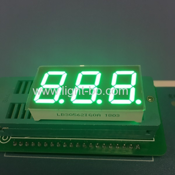 Pure Green Triple digit 0.56" common anode 7 segment led display for instrument panel