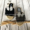 The fashion women slippers flat open toe shoes with fur