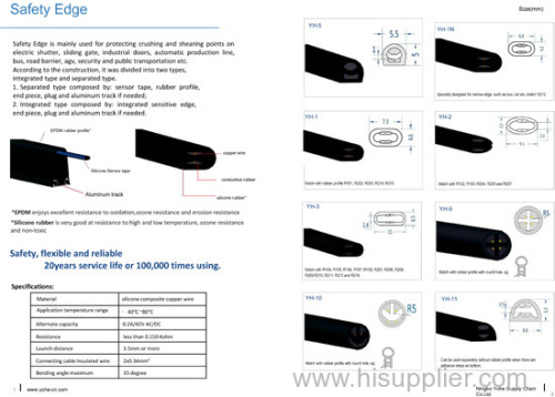 Integrated safety edges door safety edge rubber