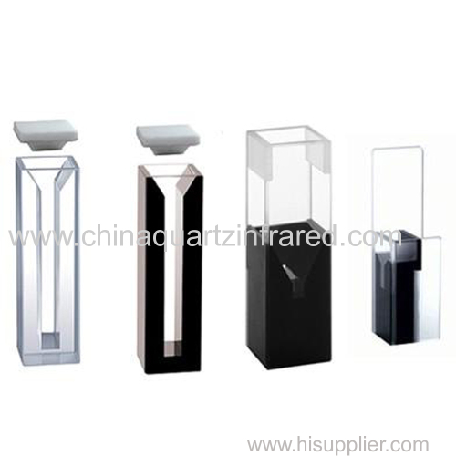 45*45*12.5mmoptical quartz flow spectrophotometer cuvette with stainless tube