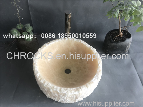 china yellow onyx bathroom round vessel sinks natural wash basin