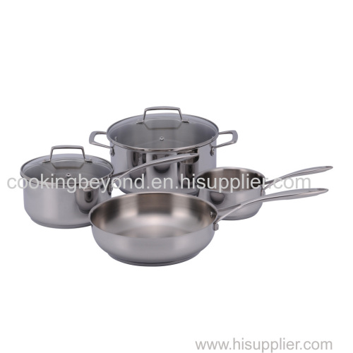 Straight shape 8 pcs stainless steel amc cookware with glass lid ceramic non stick coated available