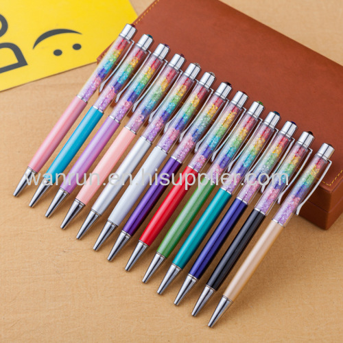 Best selling creative colorful oil floating liquid glitter pen with metal material