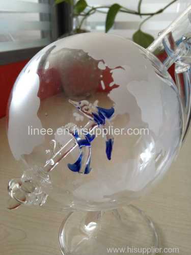 glass wine bottle with earth shape Dolphin globe glass bottle Globe waking device
