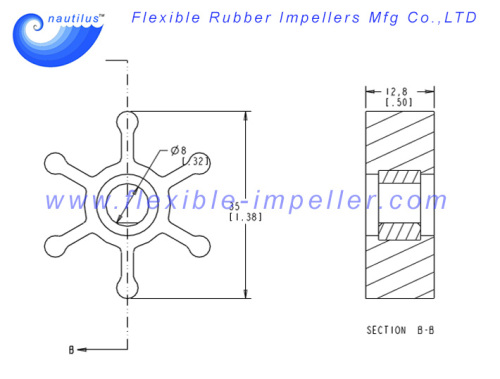 Flexible Rubber Impellers Replace Johnson 09-1077B Neoprene for F2 Pump