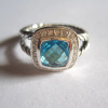 Sterling Silver 7mm Blue Topaz Petite Albion Ring
