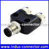 M12 underwater one male to two female straight t code y splitter cable connector