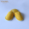 Color yellow close toe hotel slipper in coral fleece material for 5 star hotel