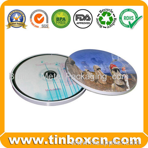 Custom Metal CD Tin can Round Tin Box for DVD Case Packaging